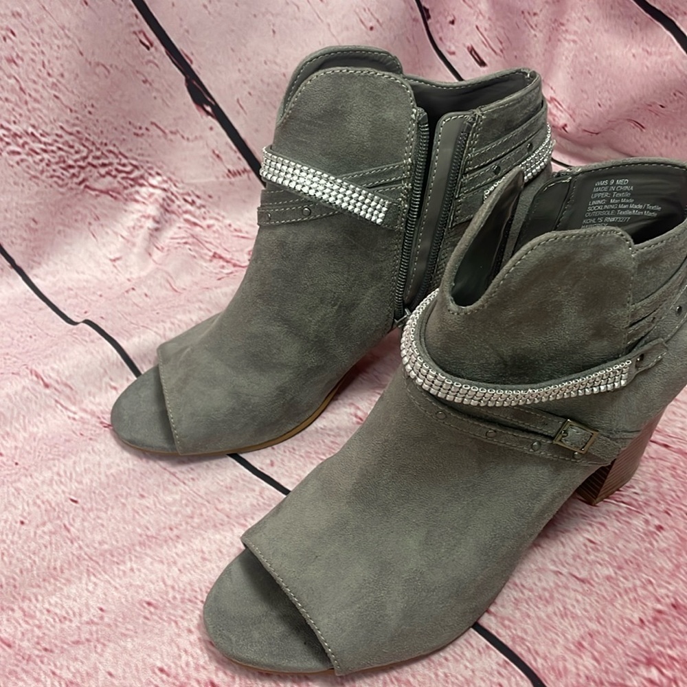 SO Open Toe Grey Ankle Boots - Size 9